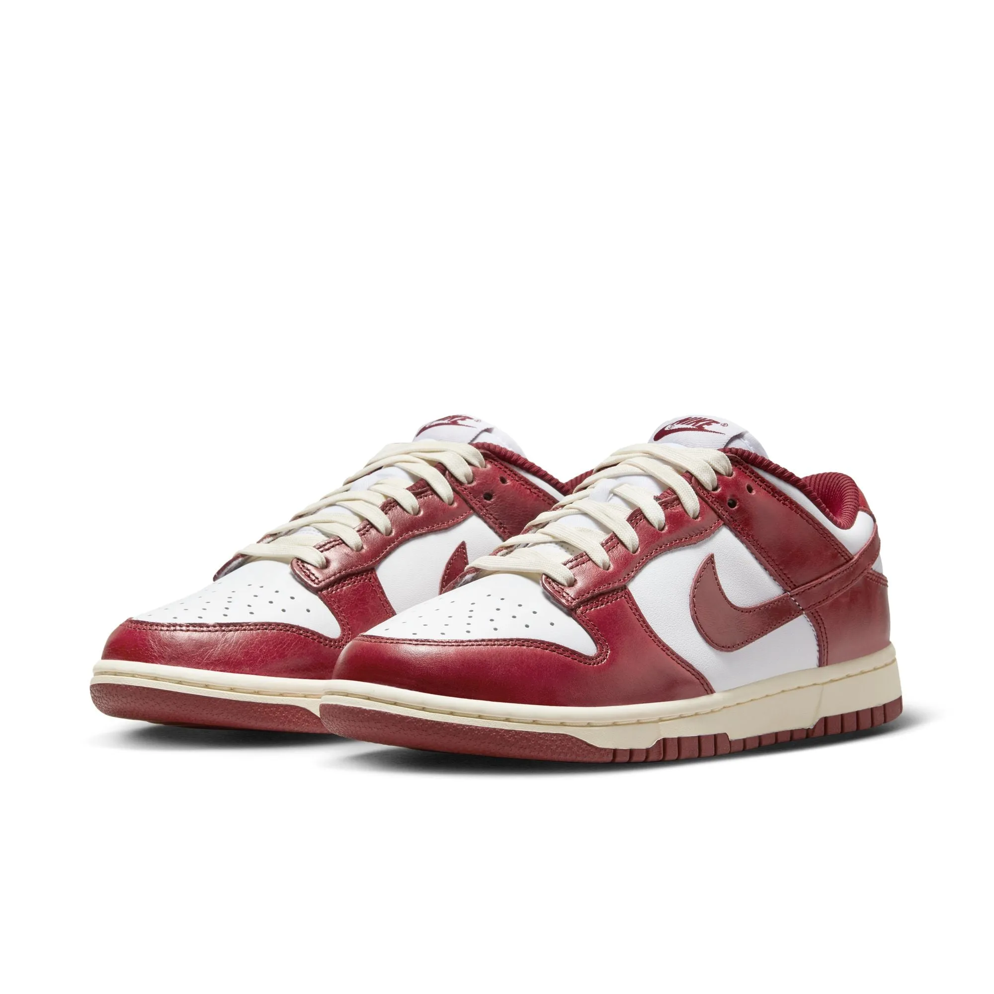 Womens Nike Dunk Low Premium 'Vintage Red' Leather Upper Stitch Free Uppers