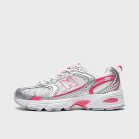 New Balance 530 Silver Metallic / Dragon Berry Fast Steps leather running shoes