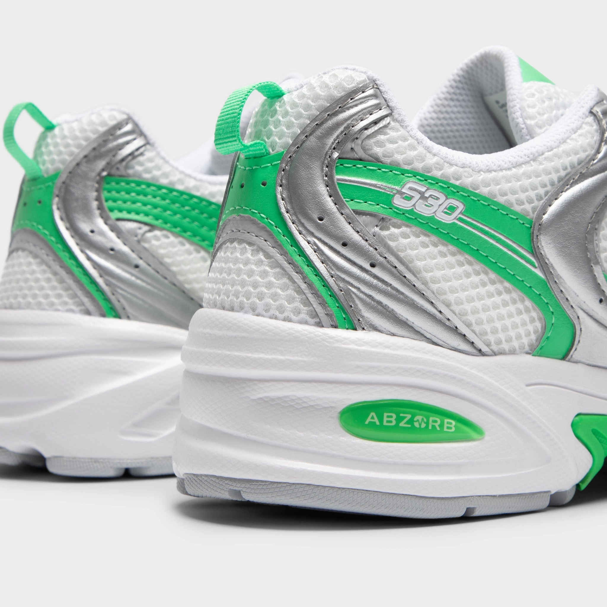 New Balance 530 Silver Metallic / Green Apple rubber - outsole - traction shoes running for cardiovascular health