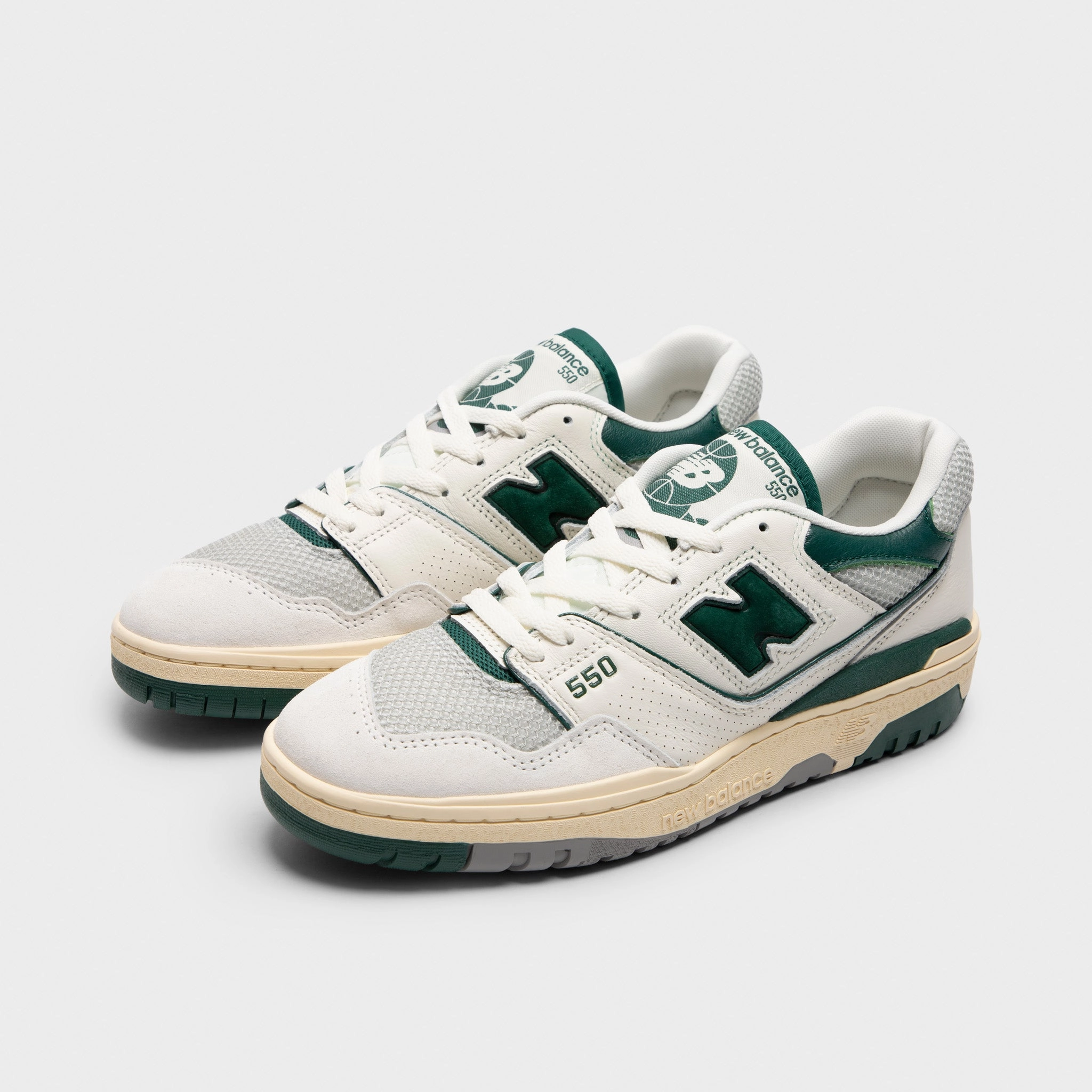 New Balance 550 Sea Salt / Marsh Green Lateral Motion Guard Wear   Resistant