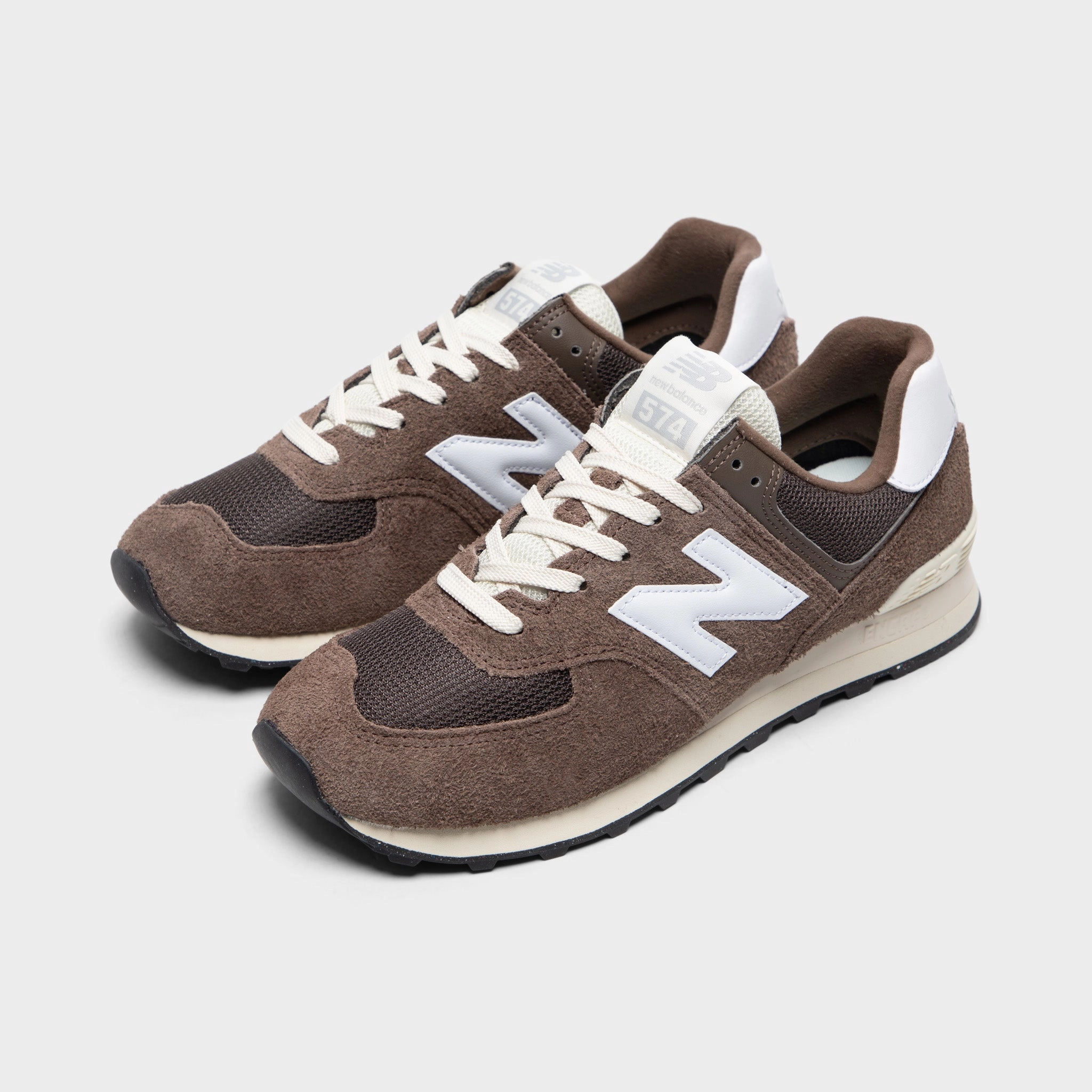 New Balance 574 Brown / White surfing shoes tapered - toe shoes