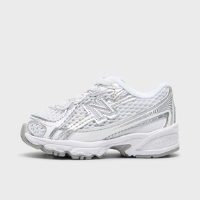 New Balance Infants' 740 White / Silver Metallic Breathable Layer running with a maximalist style