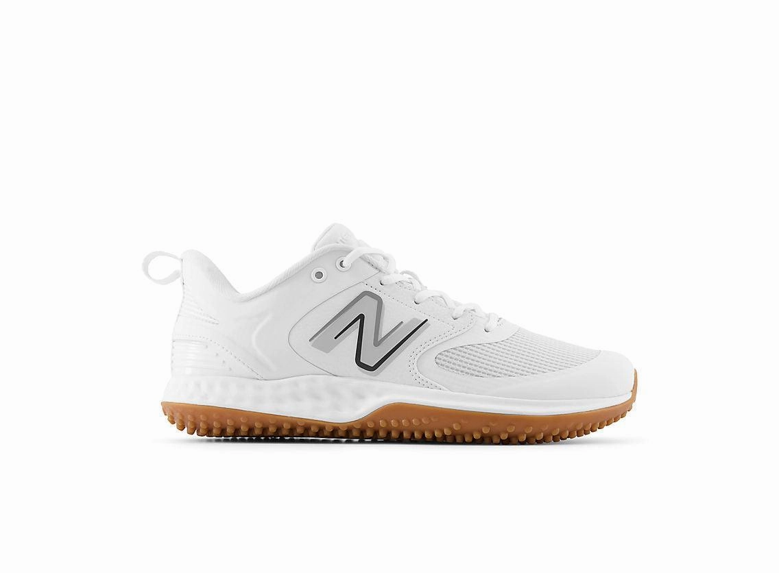 fitness - journey New Balance Men's Fresh Foam 3000 V6 Turf Baseball Shoes - White with Gum Rubber - T3000TW6