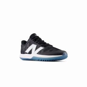 Adjustable lacing New Balance Men's FuelCell 4040 V7 Turf Baseball Shoes - Black / Optic White / Ice Blue - T4040BK7