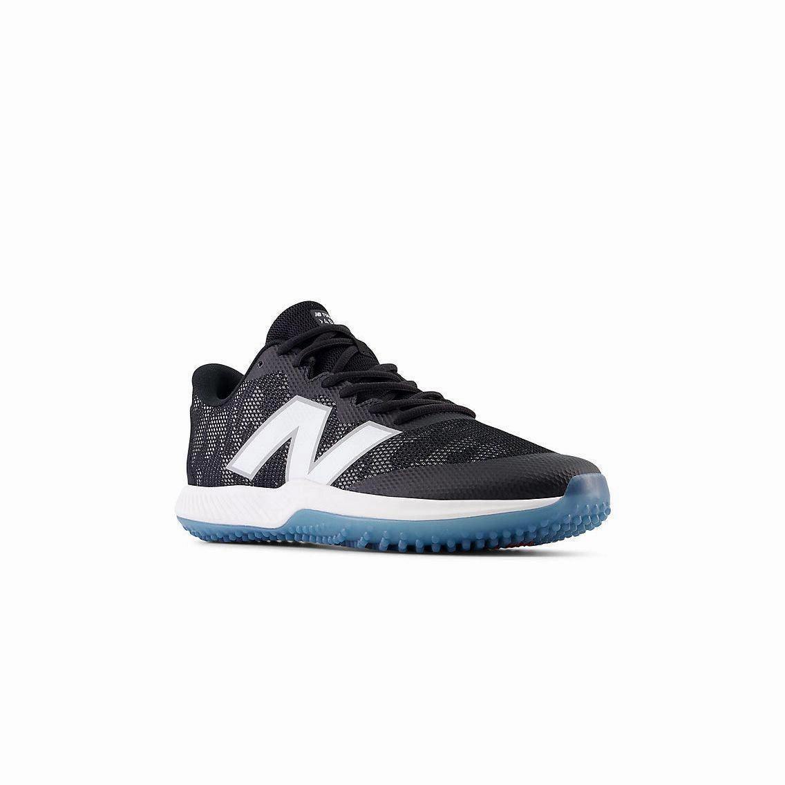Adjustable lacing New Balance Men's FuelCell 4040 V7 Turf Baseball Shoes - Black / Optic White / Ice Blue - T4040BK7