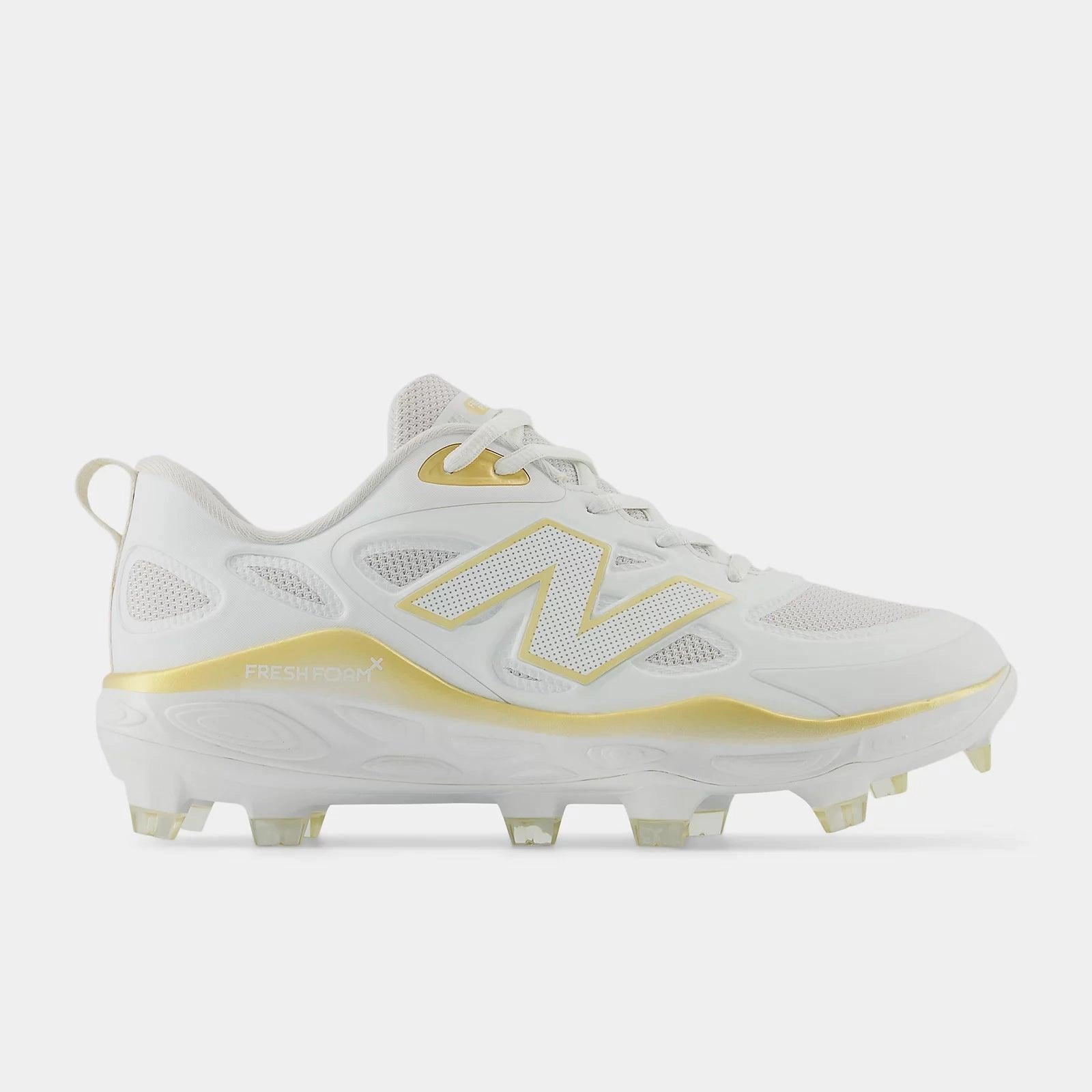 arch - contouring insoles New Balance Women's Fresh Foam X Velo v4 Molded Softball Cleats - White/Gold SPVELOC4
