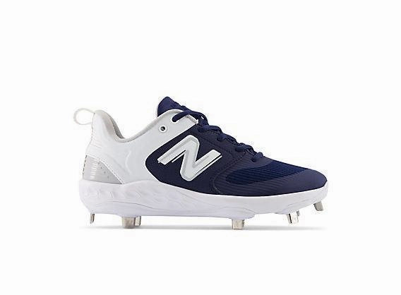 running in a kelp forest area shoes velcro - closure shoes New Balance Women's VELO v3 Metal Fastpitch Softball Cleats - Navy with White - SMVELON3