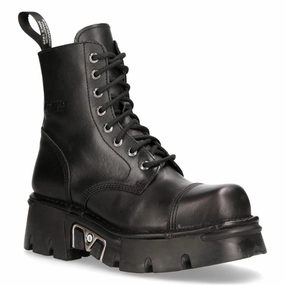 New Rock Black Leather Military Biker Boots- M-NEWMILI083-S19 sole