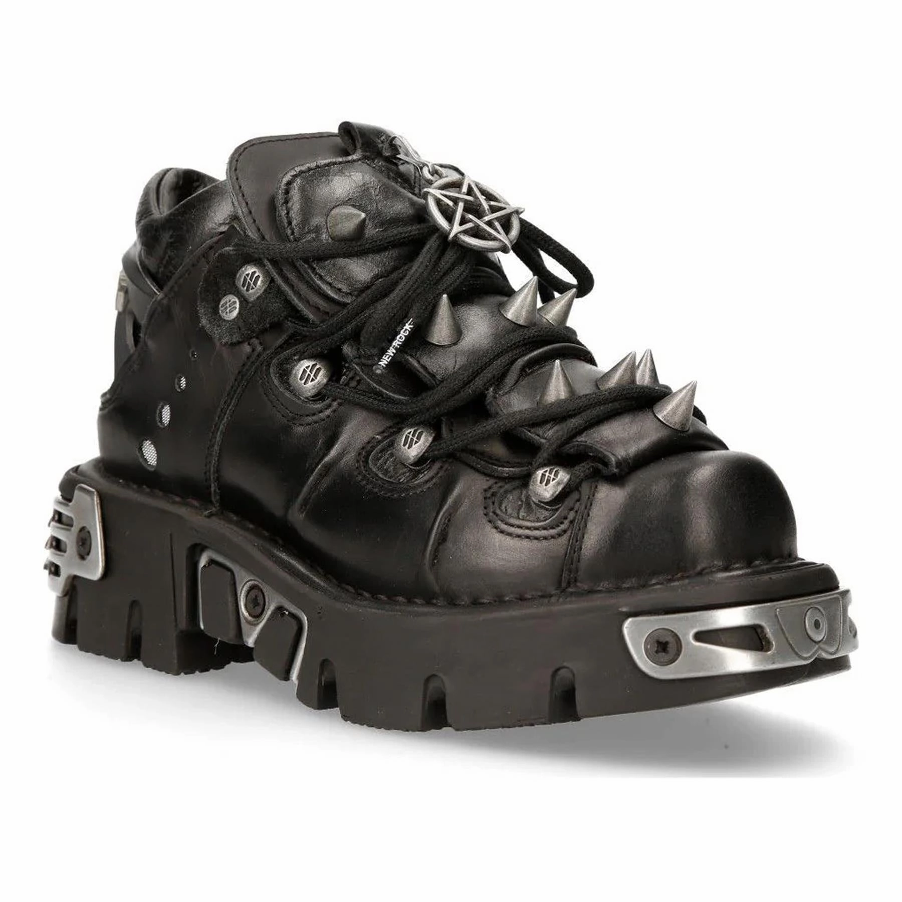 Functional And Fashionable Country Side New Rock Black Leather Spiked Ankle Boots-110-S1
