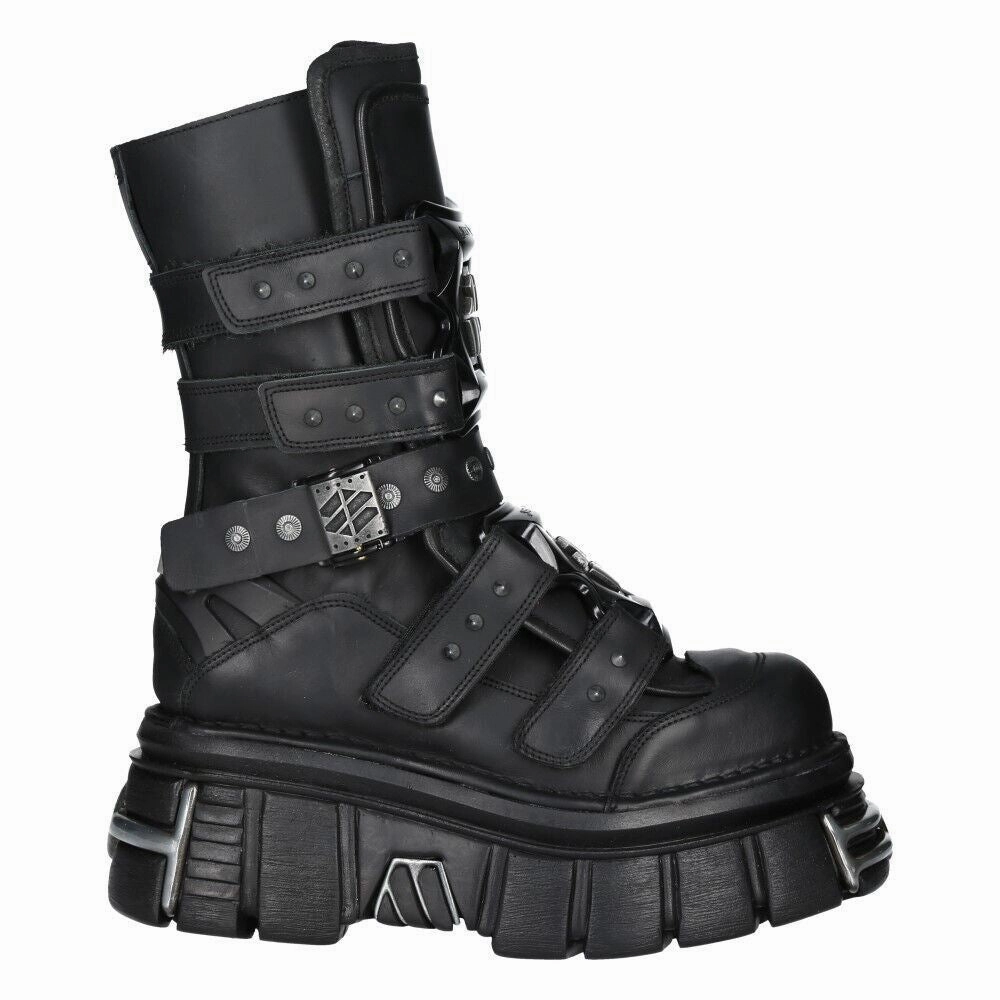 New Rock Goth Platform Leather Boots-M-MET422-S1 Eco Material River Crossing