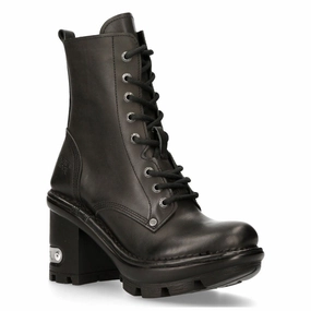 New Rock Gothic Black Leather Biker Boots- NEOTYRE07X-S1 Feather Light Active Nomad