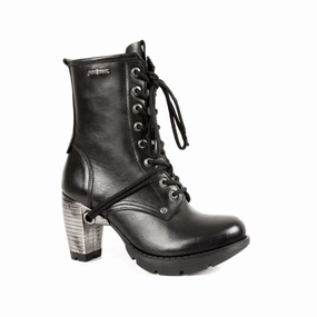 Velvet Texture New Rock Ladies Black Leather Gothic Trail Boots- TR001-S1