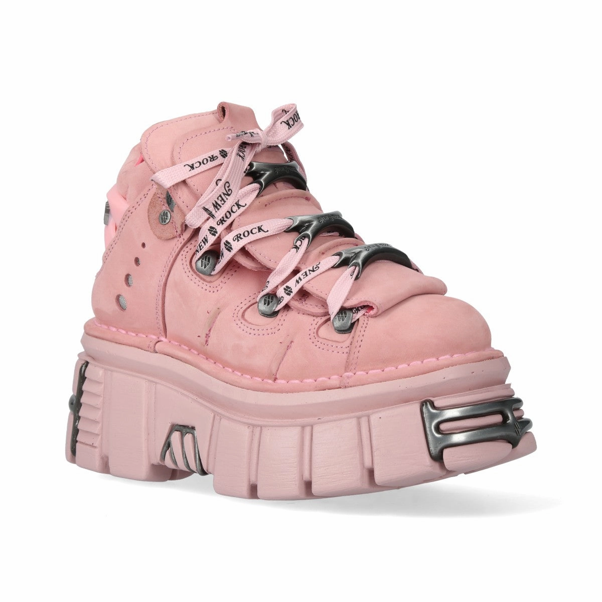 New Rock M-106-C153 Pink Tower Platform Gothic Punk Ankle Boots Clean Silhouette Rough Path