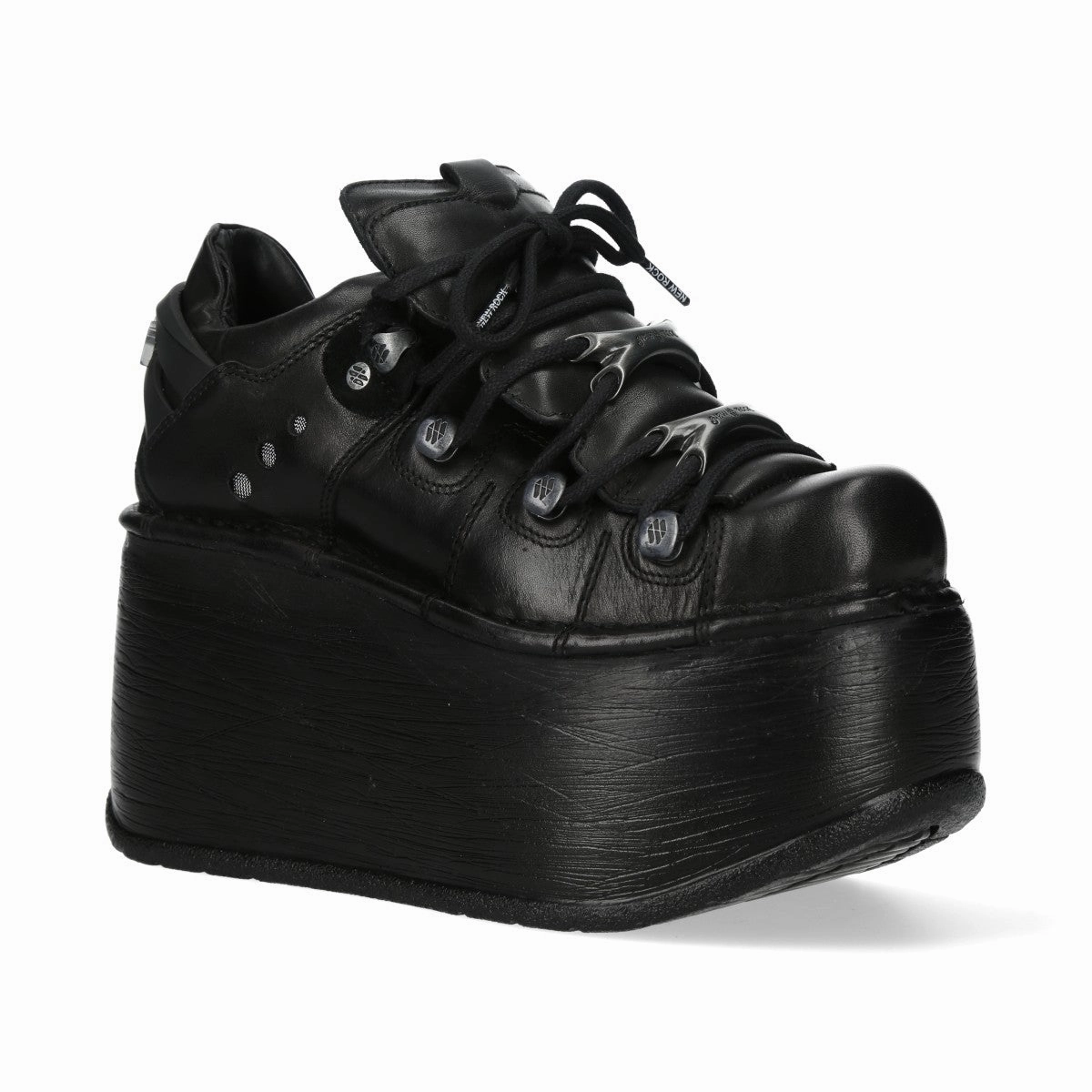 New Rock M-120N-C96 Black Leather Gothic Chunky Platform Ankle Boots pack light Relaxed Vibe