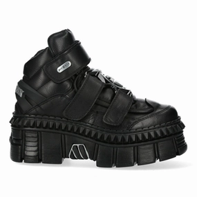 New Rock Metallic Ankle Leather Boots-WALL285-S3 Men Edge foldable