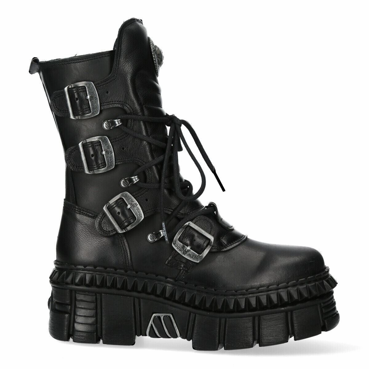 New Rock Mid-Calf Leather Platform Boots-WALL373-S6 Ergonomic Shape Rugged Look