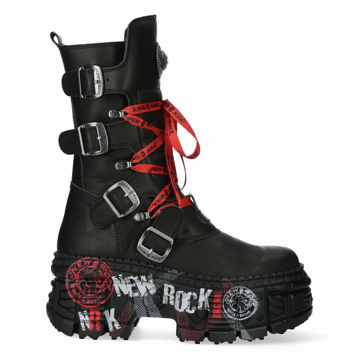 Premium Support New Rock Mid Calf Punk Leather Boots-WALL028B-C1