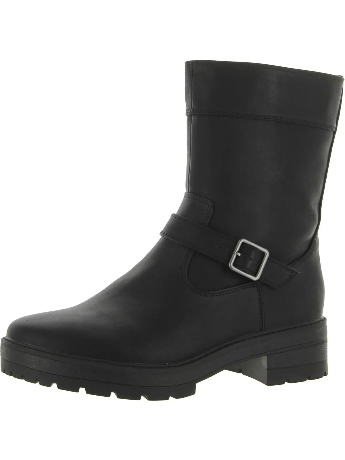 Earth Tones Newport     Womens Faux Leather Block Heel Mid-Calf Boots