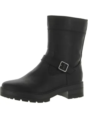 Earth Tones Newport     Womens Faux Leather Block Heel Mid-Calf Boots