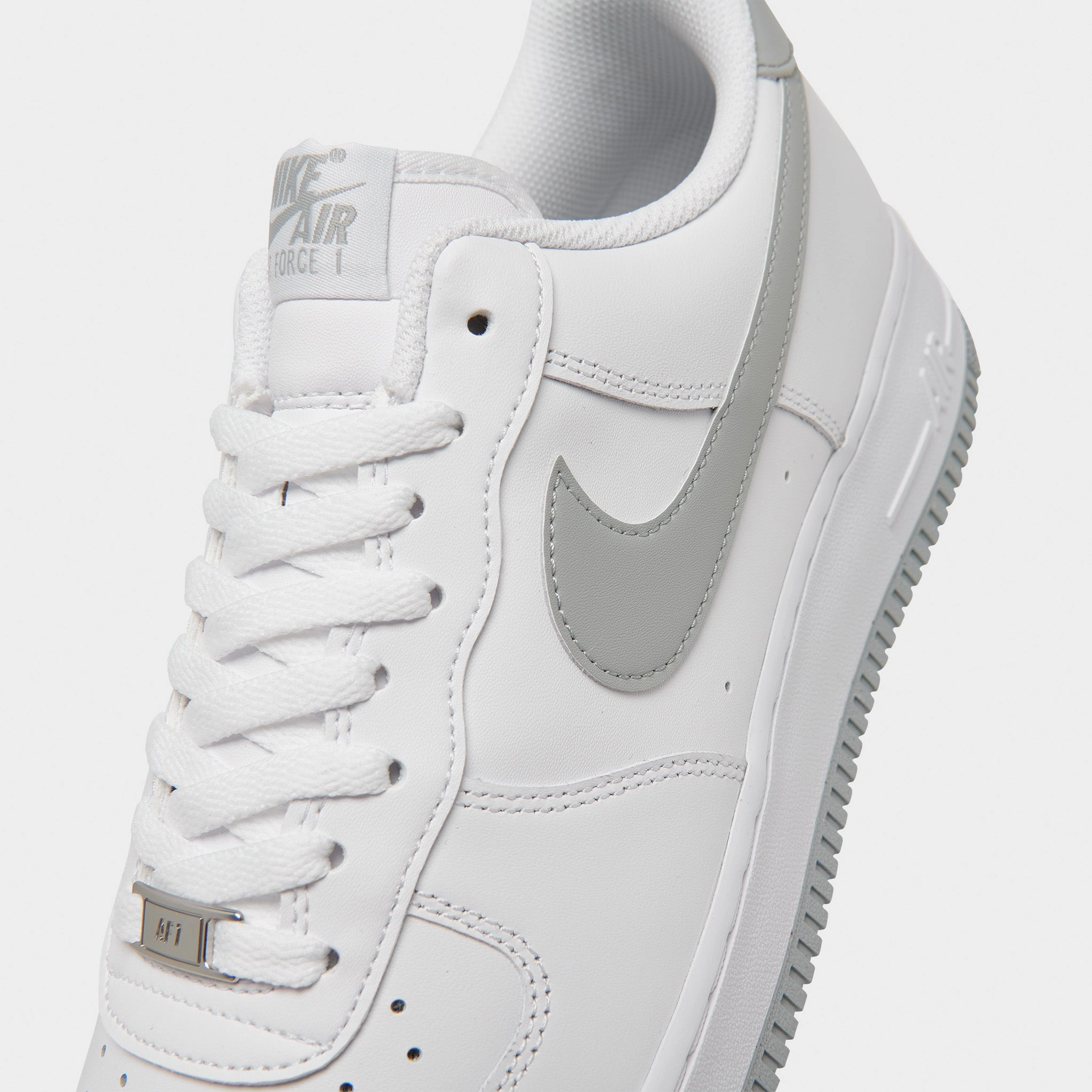 Nike Air Force 1 '07 ESS White / Light Smoke Grey - White Tension Control Lacing Abrasion Resistant Outsole