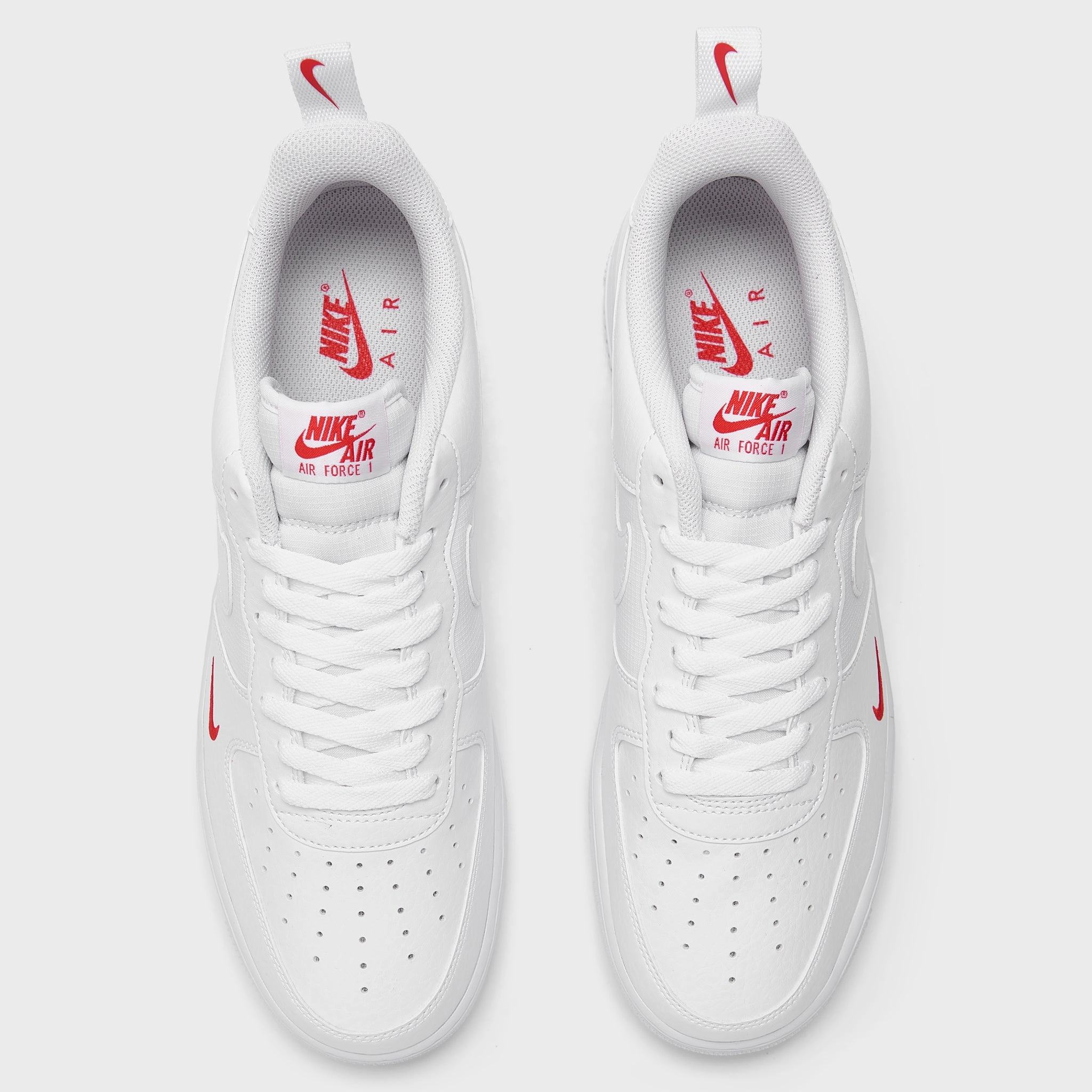 Nike Air Force 1 '07 White / White - University Red Internal Harness Sneakers Easy On Off