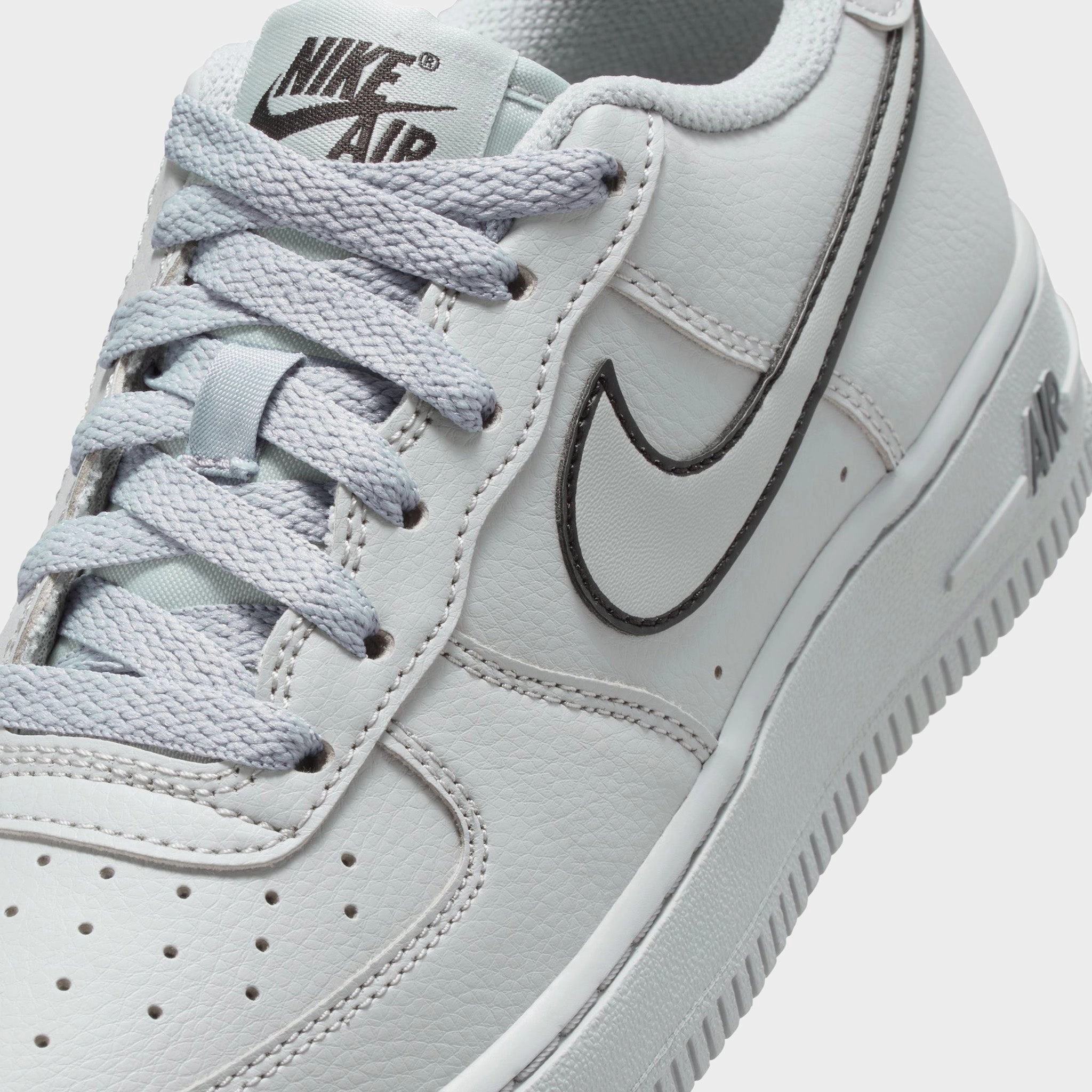 Comfortable Tongue Carbon Fiber Nike Air Force 1 GS Light Smoke Grey / Black