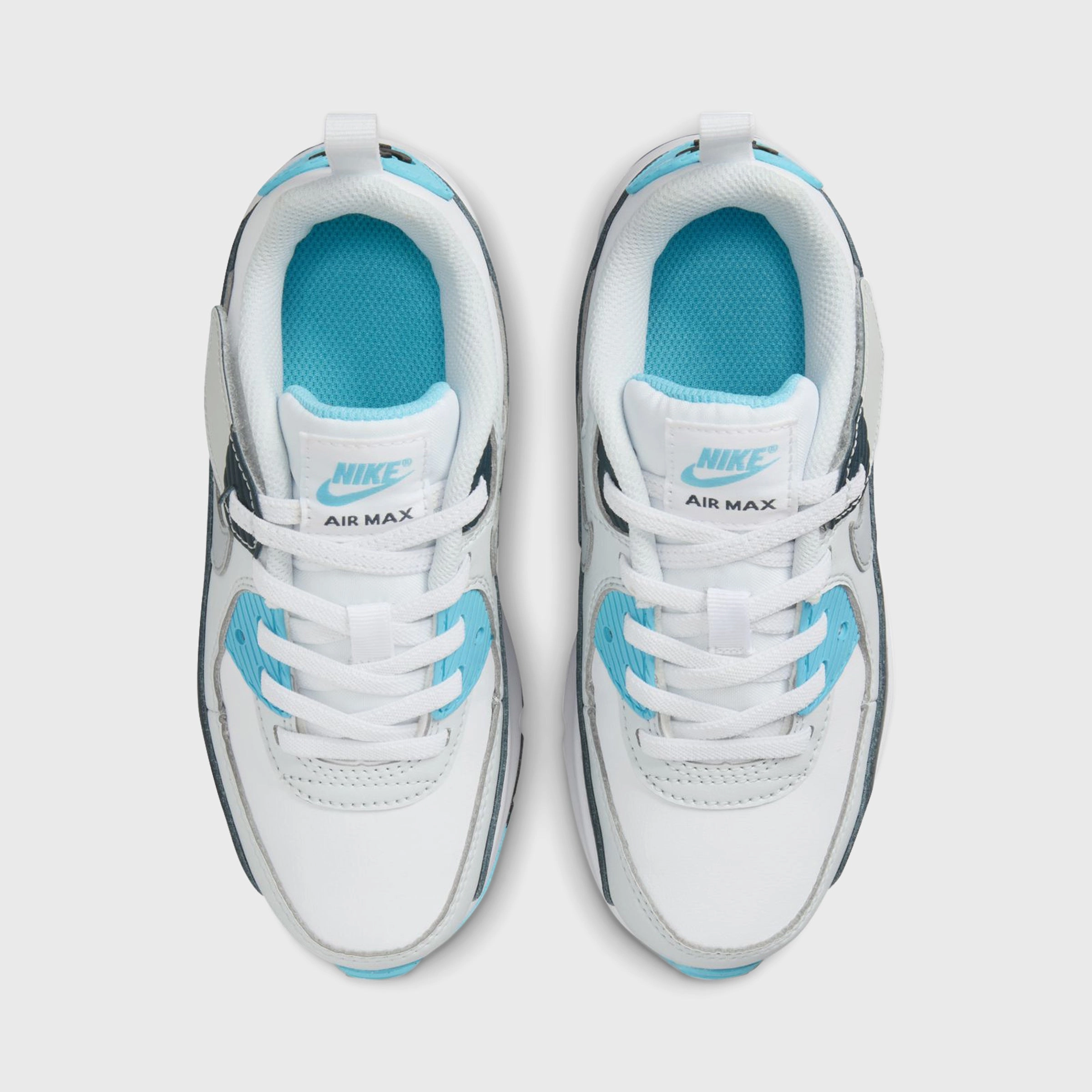 Nike Air Max 90 EasyOn PS White / Wolf Grey - Baltic Blue Rain Day Street Look