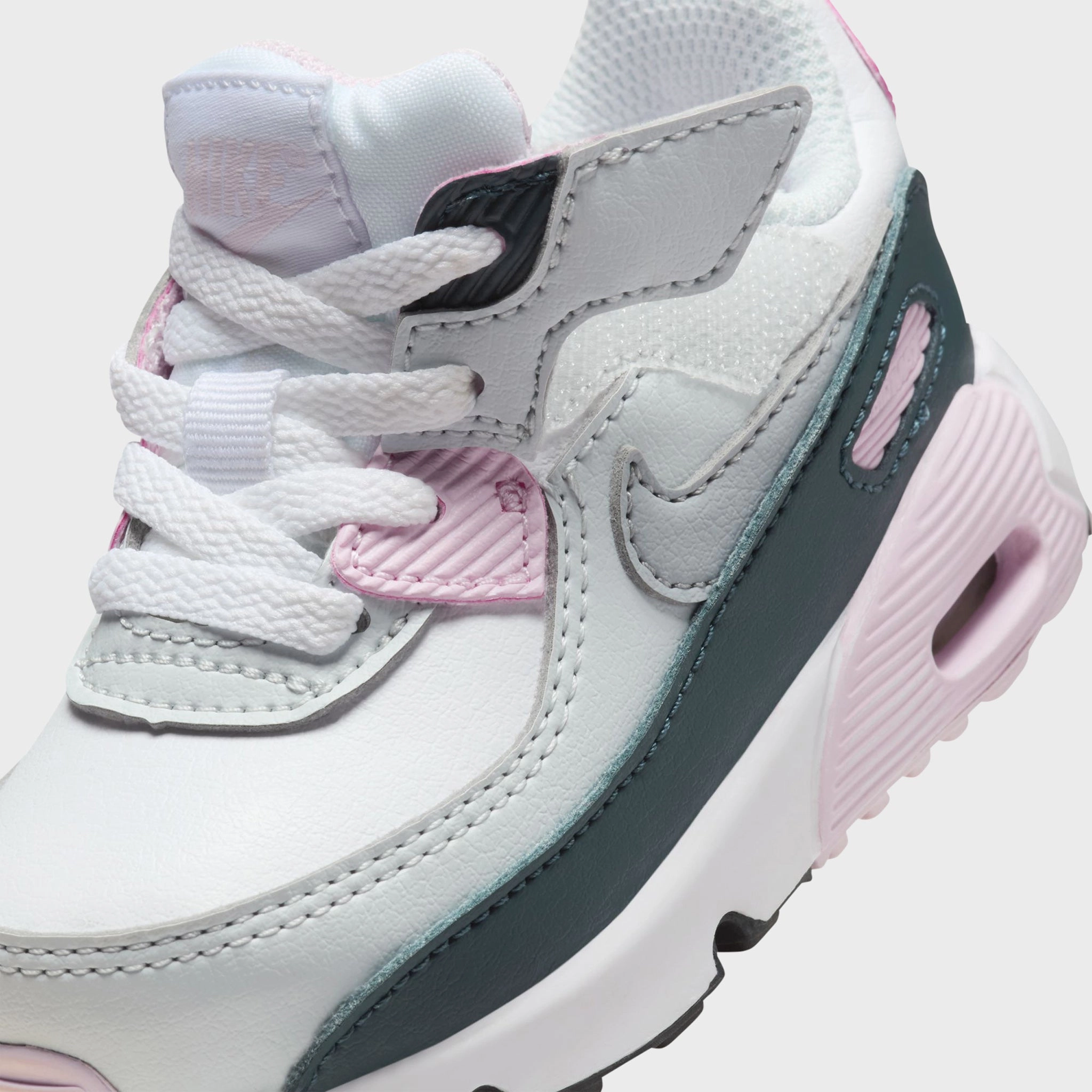 Nike Air Max 90 TD EasyOn White / Wolf Grey - Pink Foam Walking Friendly Easy to Wear