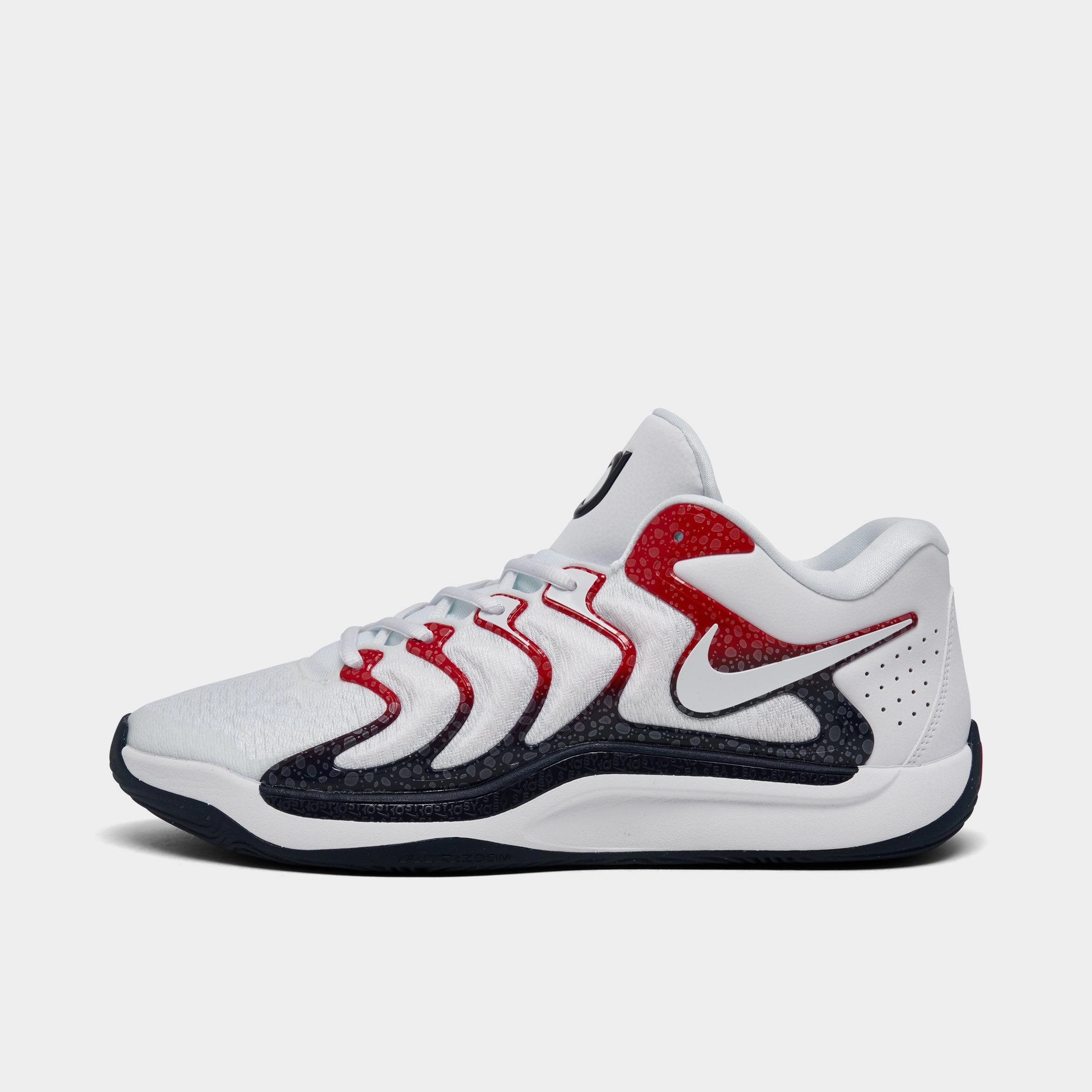 Nike KD17 White / Obsidian - University Red Multi Surface Tear Resistant Eyelets