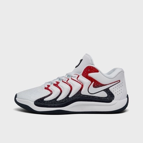 Nike KD17 White / Obsidian - University Red Multi Surface Tear Resistant Eyelets