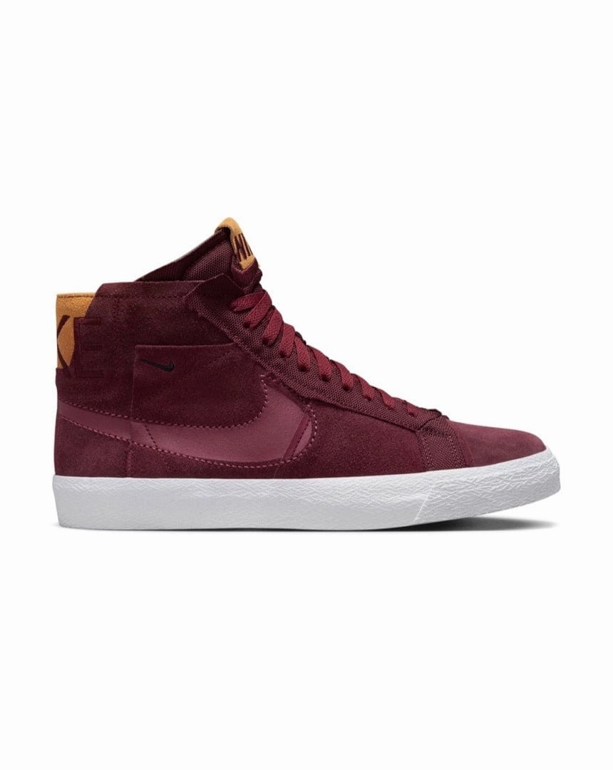 Hexagonal Grip Tread Snug Heel Lock Nike SB Blazer Mid PRM - Night Maroon