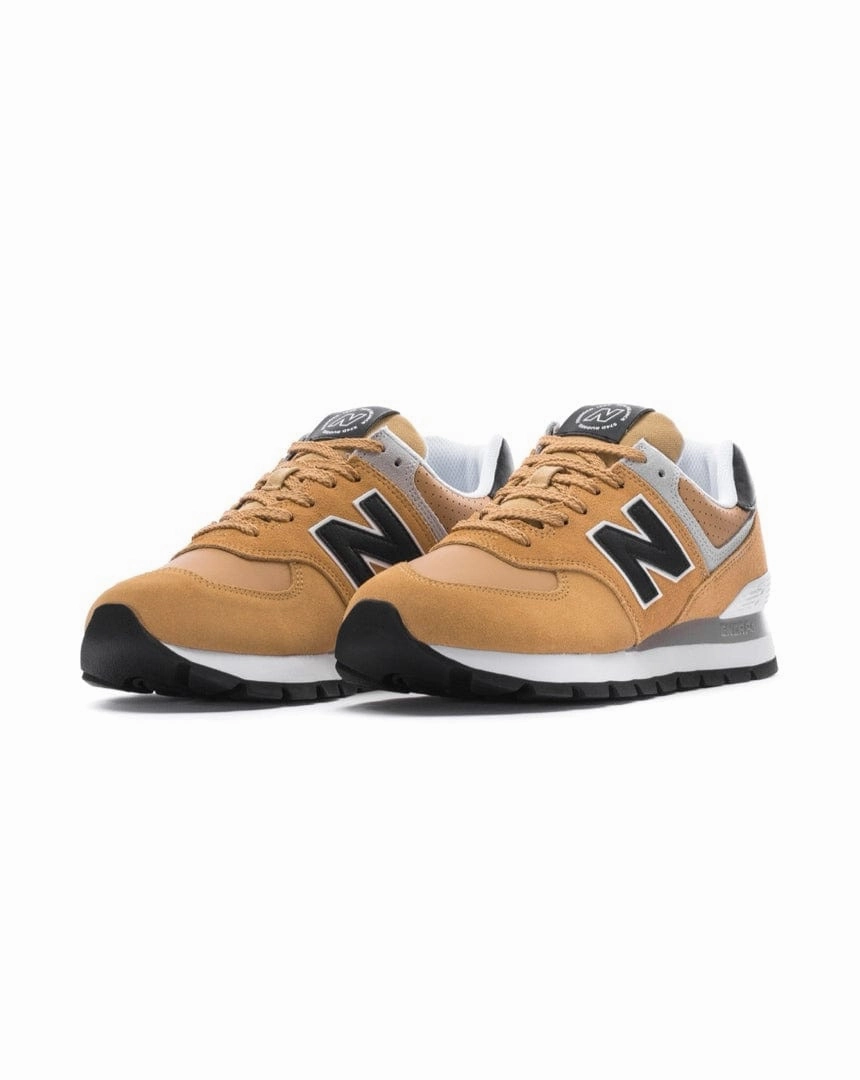 New Balance 574 Rugged - Beige / Black Breathable Knit Fabric lace up closure
