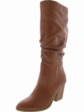 Numbra Womens Faux Leather Pointed Toe Mid-Calf Boots Quiet Sole