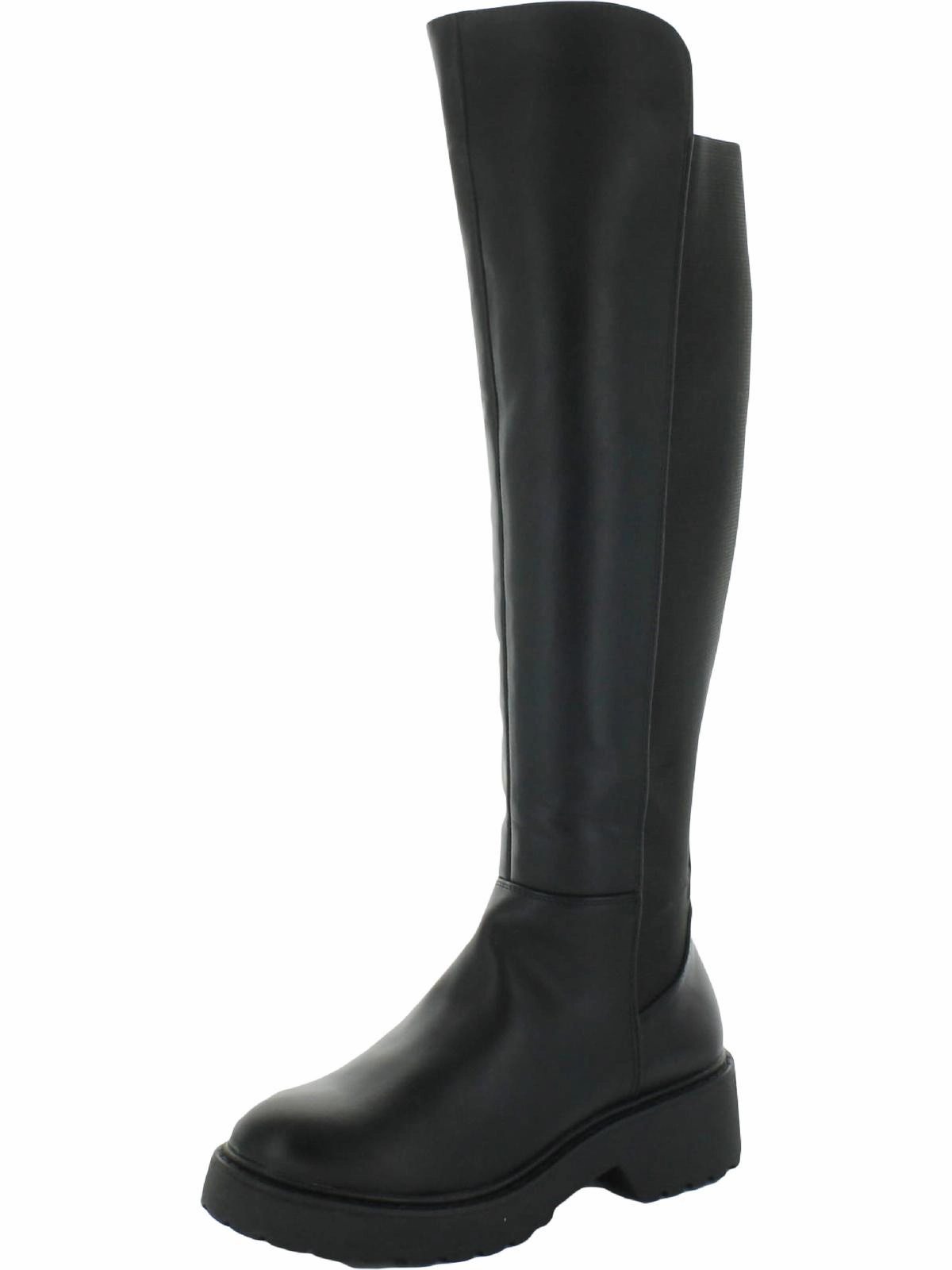 Snow Day Cushioned Footbed Callback Womens Faux Leather Round Toe Knee-High Boots