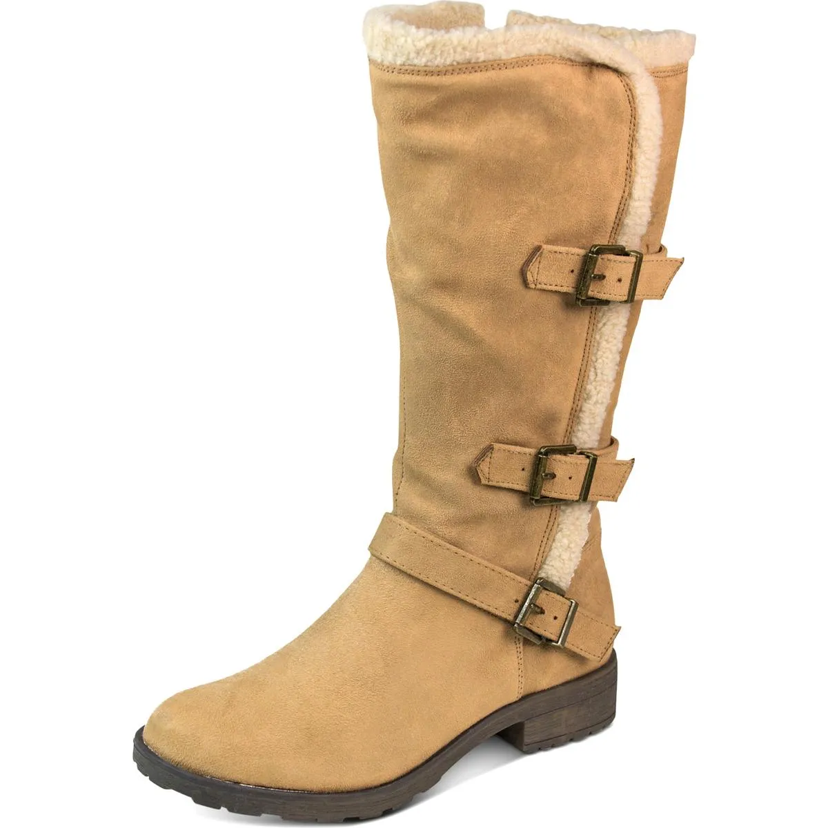 Santell Womens Faux Fur Tall Knee-High Boots Dance Floor