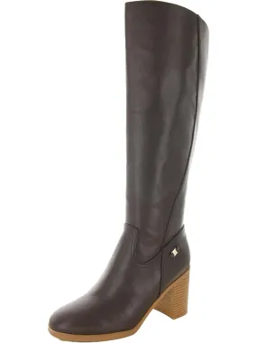 Odettee Womens Leather Almond Toe Knee-High Boots Suede Surface Shock Absorbing Rough Terrain