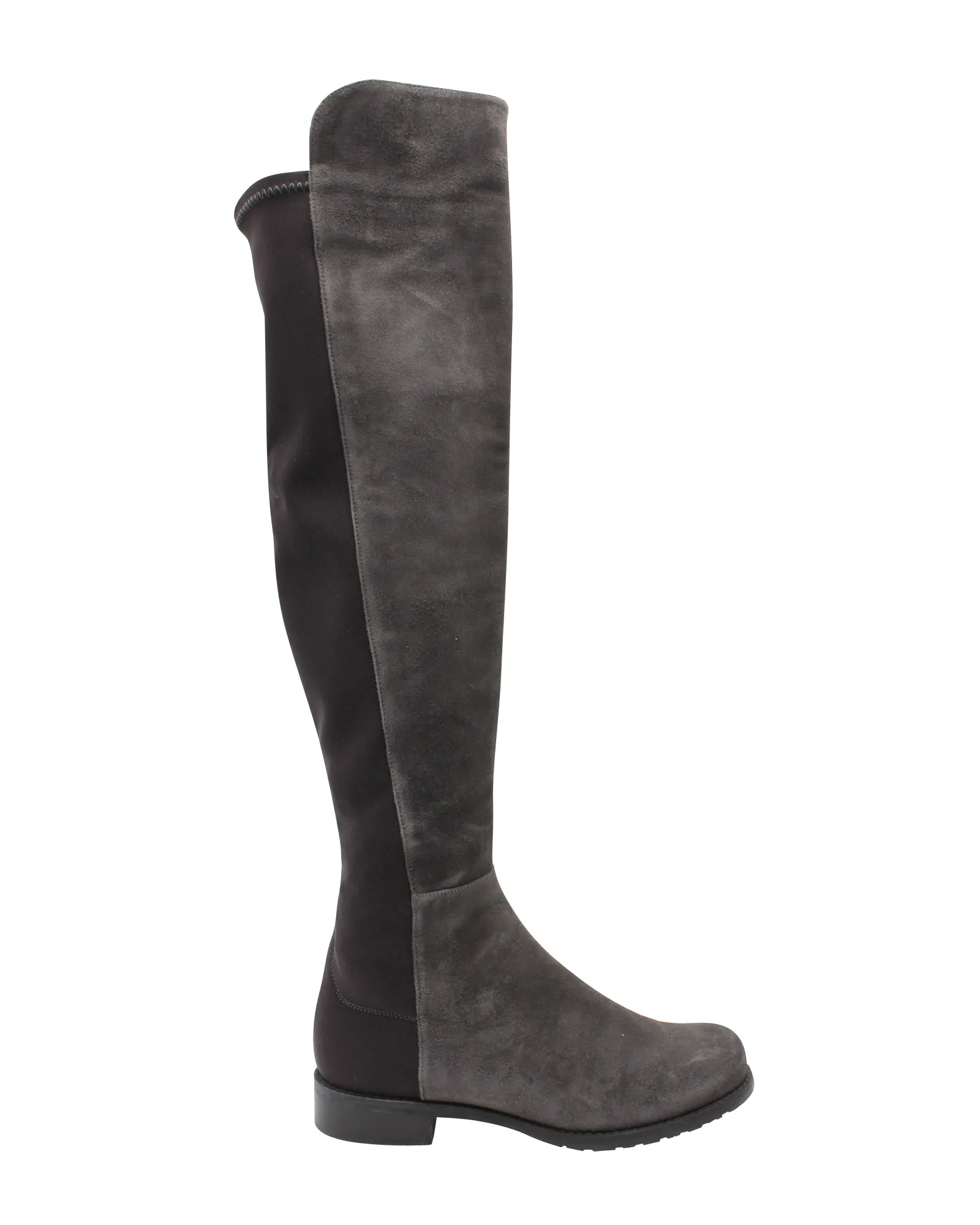 Stuart Weitzman 5050 Knee High Boots in Grey Suede Low Profile Comfort Seeker