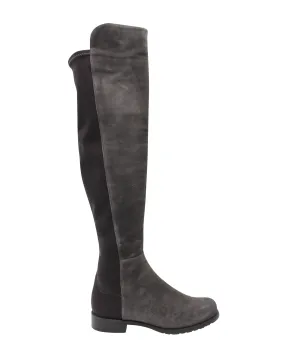 Stuart Weitzman 5050 Knee High Boots in Grey Suede Low Profile Comfort Seeker