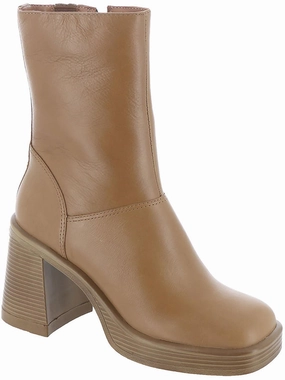 natural materials Fantsie Womens Leather Square Toe Mid-Calf Boots
