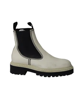 Proenza Schouler Lug Sole Chelsea Boots in White Calfskin Leather Non Marking Good Traction