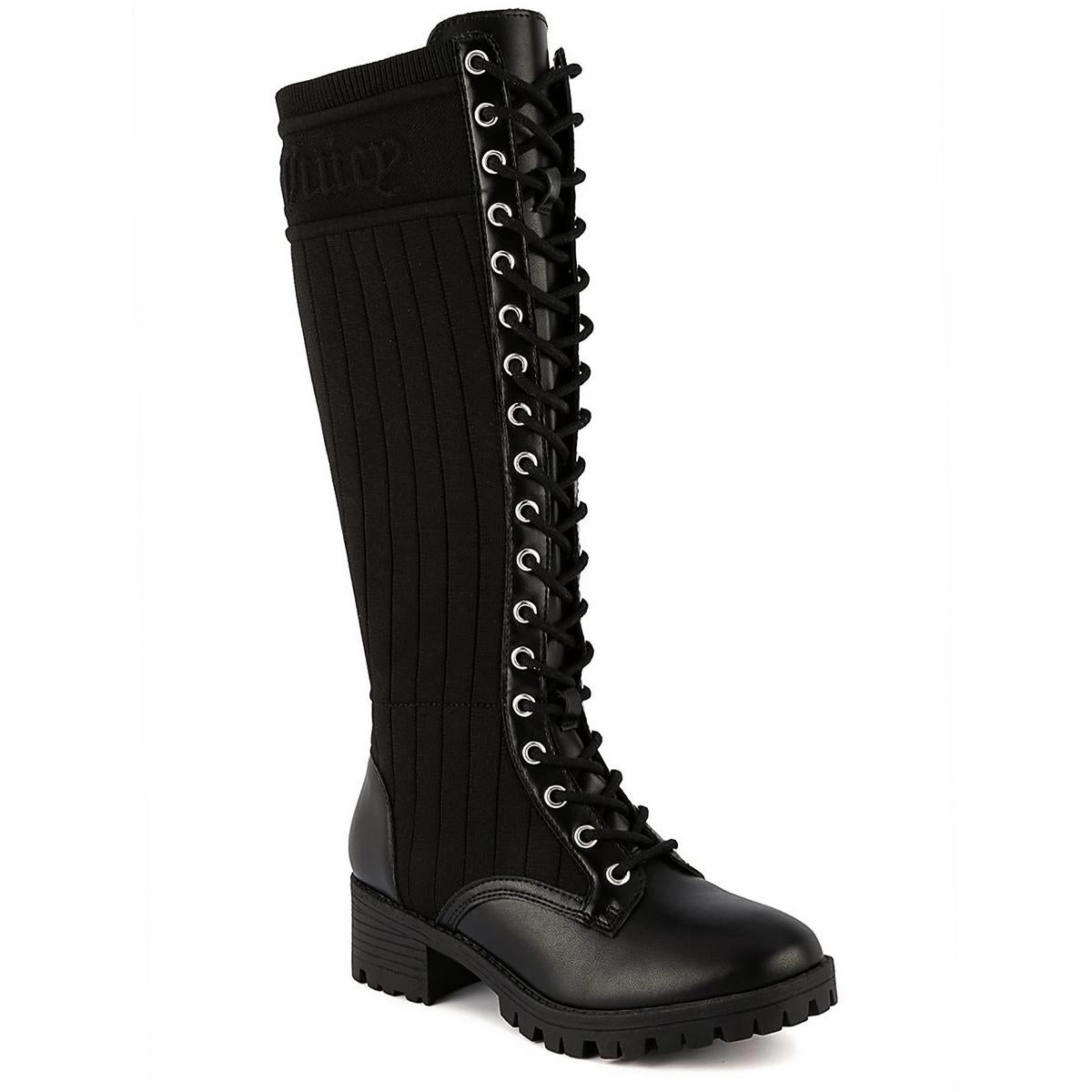 OKtavia Womens Lace-Up Knit Knee-High Boots Work