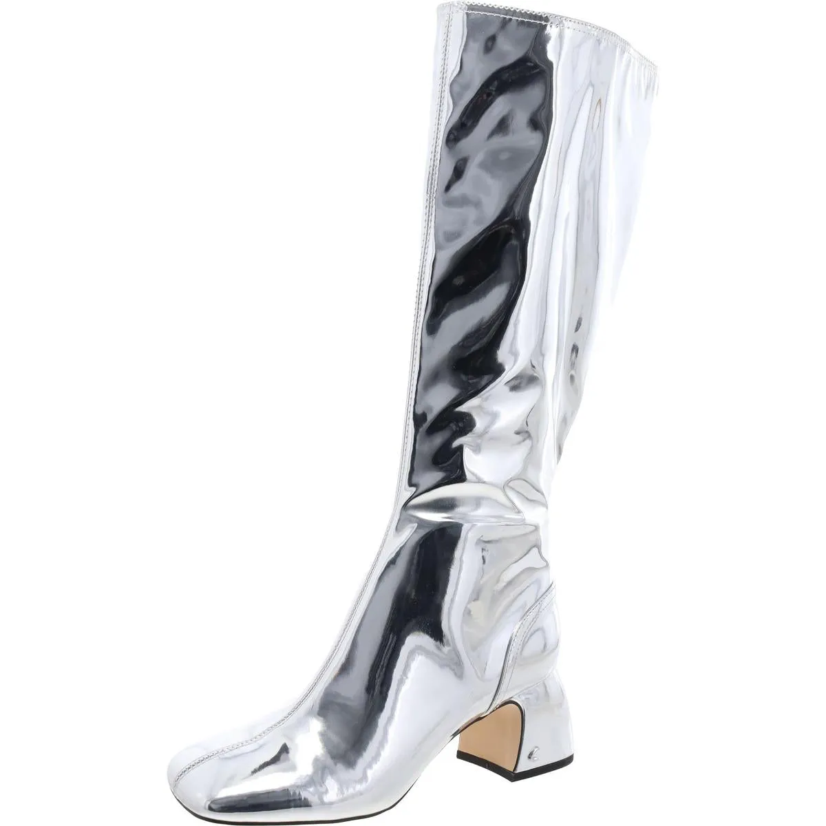 Olympia Womens Faux LEather Block Heel Knee-High Boots Shock Absorbing