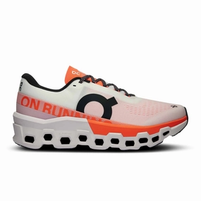 On | Women's Cloudmonster 2 Running Shoes - White/Flame speed drills