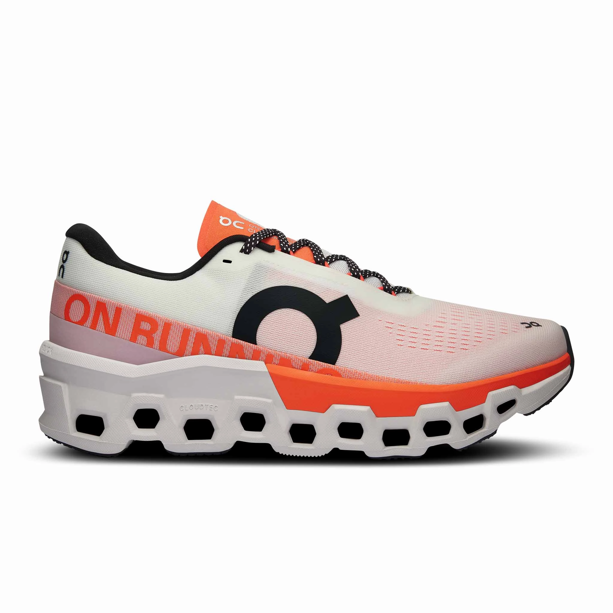 On | Women's Cloudmonster 2 Running Shoes - White/Flame speed drills