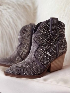 Breathable Mountain Hike Rain Ready One Day Rhinestone Fashion Booties In Grey