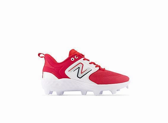 Improved features New Balance Men's Fresh Foam 3000 V6 Molded Baseball Cleats - Red with White - PL3000R6