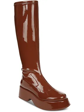 Kimberly Womens Patent Platform Knee-High Boots Protective Finish Snow Trekker