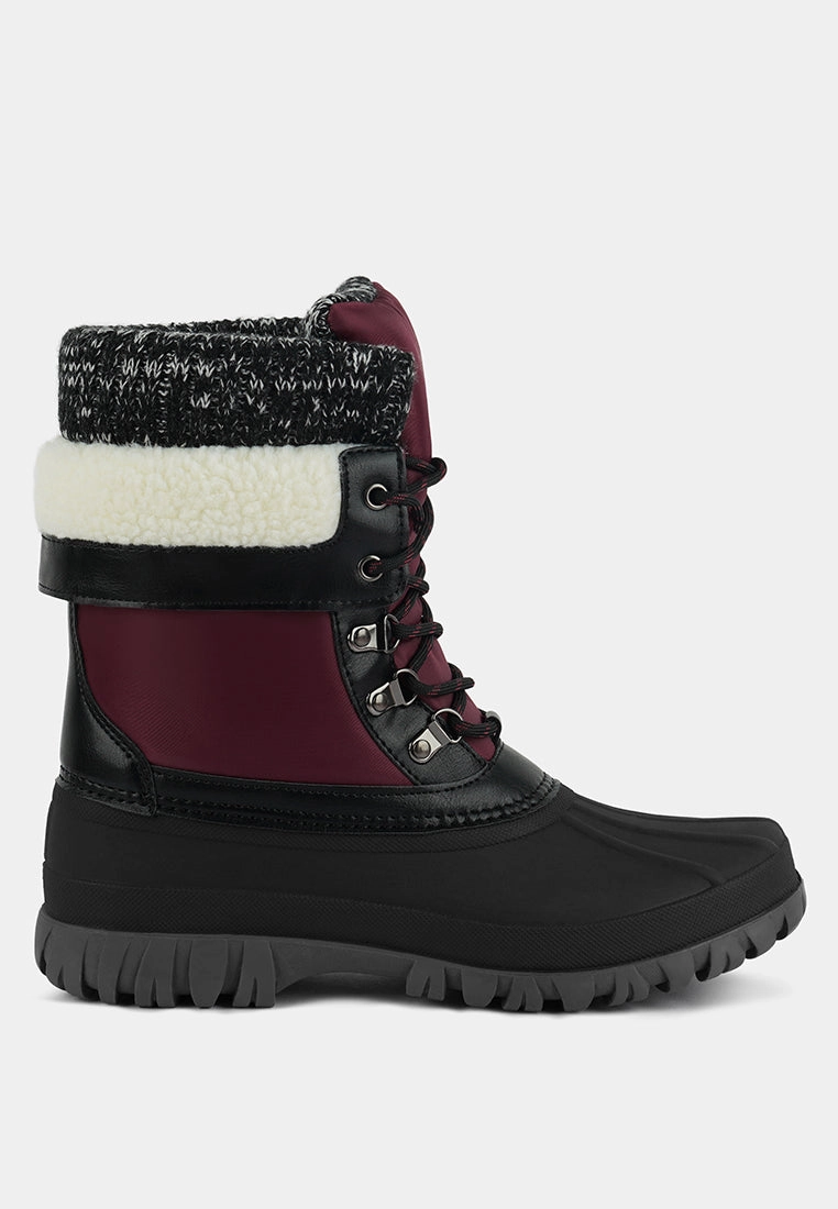 delphine knitted collar lace up boots Cold-resistant