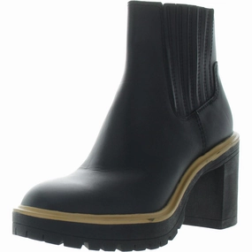 Lace Up Design Womens Stretch Faux Leather Chelsea Boots