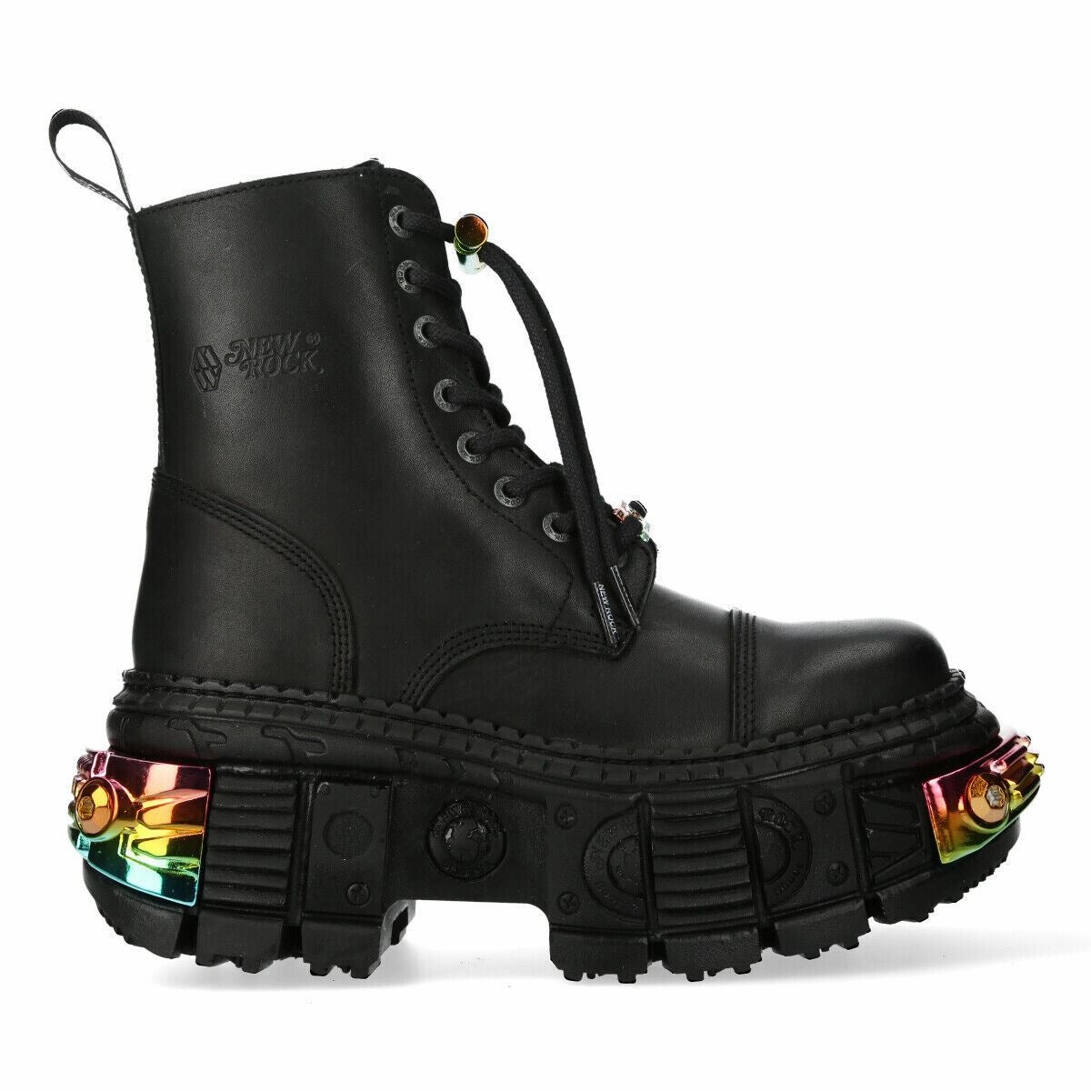 Comfort Lining Rough Terrain Travel New Rock Black Platform Leather Boots-WALL83CCT-S8